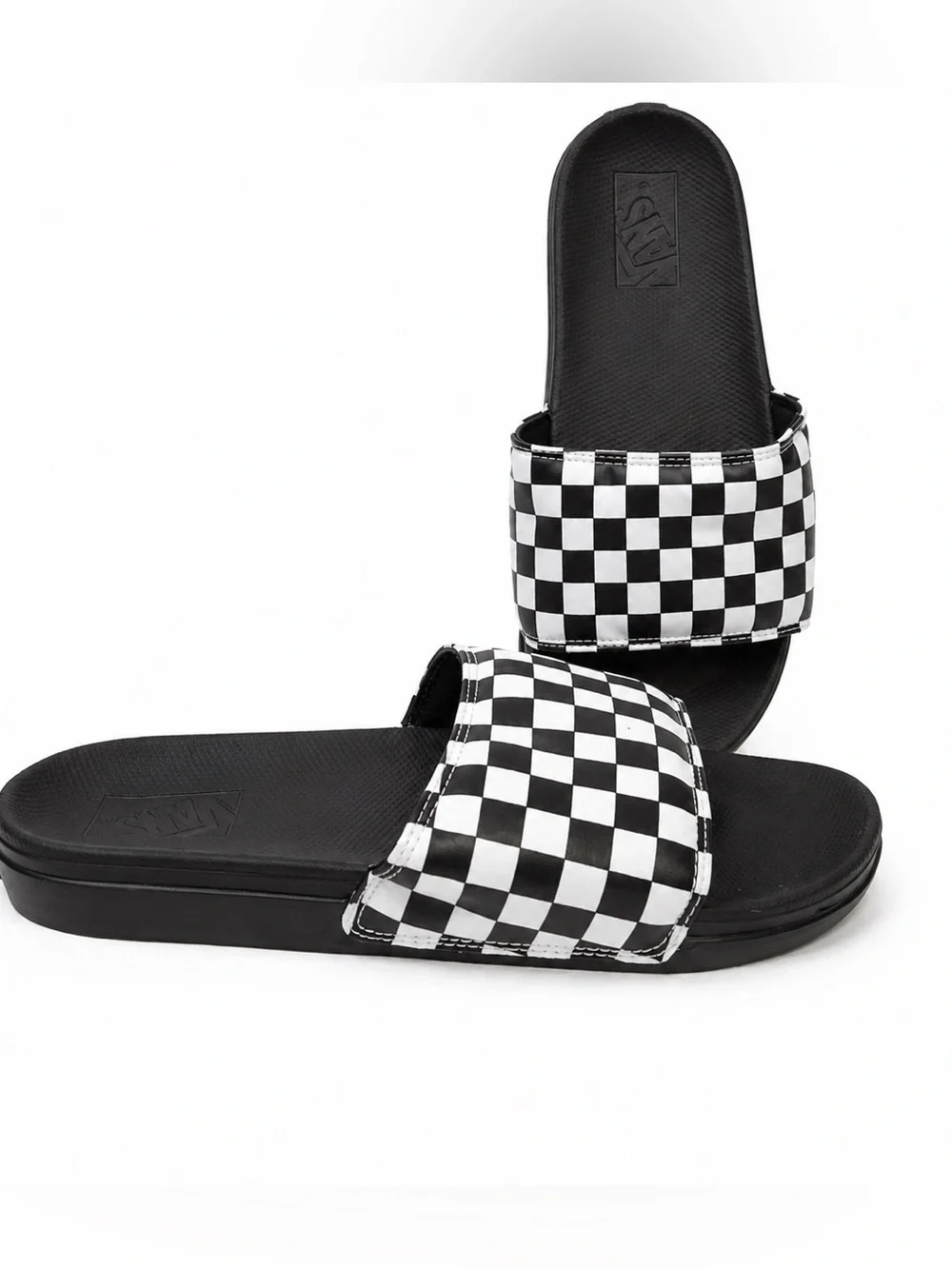 Vans Unisex Black & White Checkerboard Slide Sandals 8/9